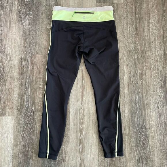 Lululemon Mid Rise Black Crop Leggings - Size: 6 - Picture 8 of 9